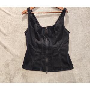 Universal Thread Black Slim Fit Denim Corset Zip Front Sleeveless Top Size 10